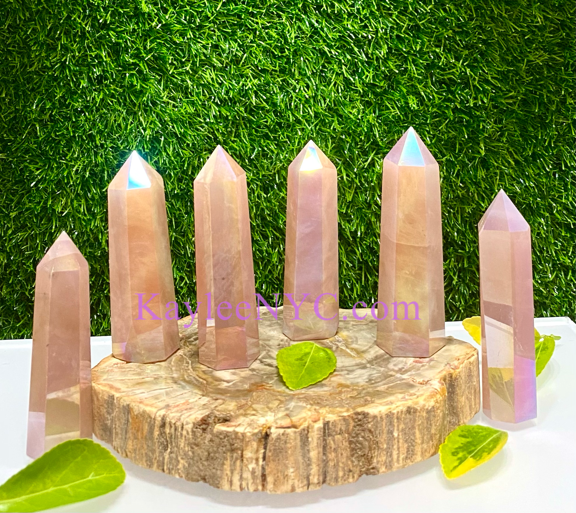 Angel Aura Rose Quartz Obelisk Tower Point Crystal