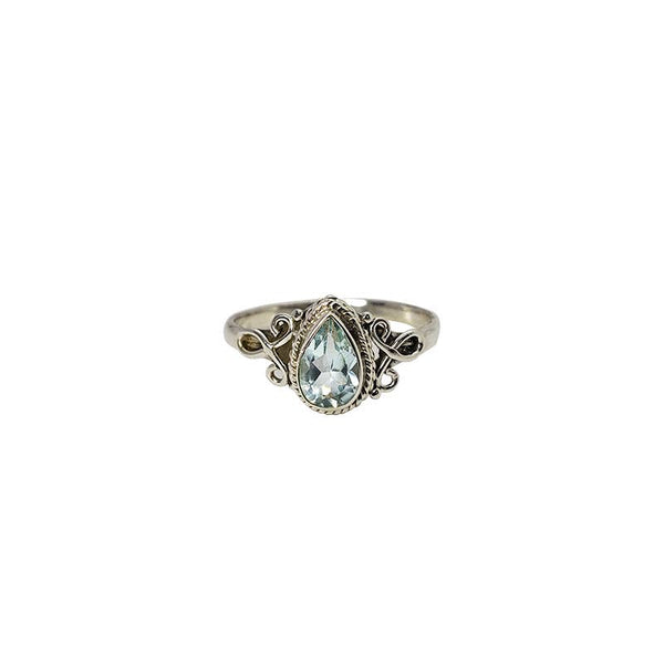 Faceted Blue Topaz Sterling Silver Ring