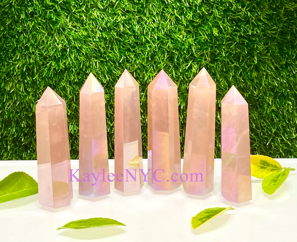 Angel Aura Rose Quartz Obelisk Tower Point Crystal