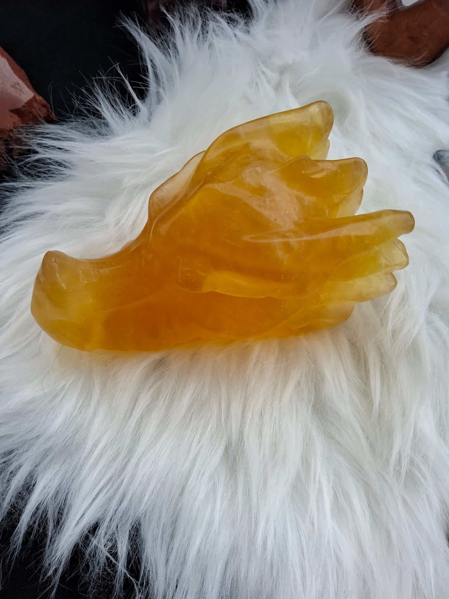 Yellow flourite dragon