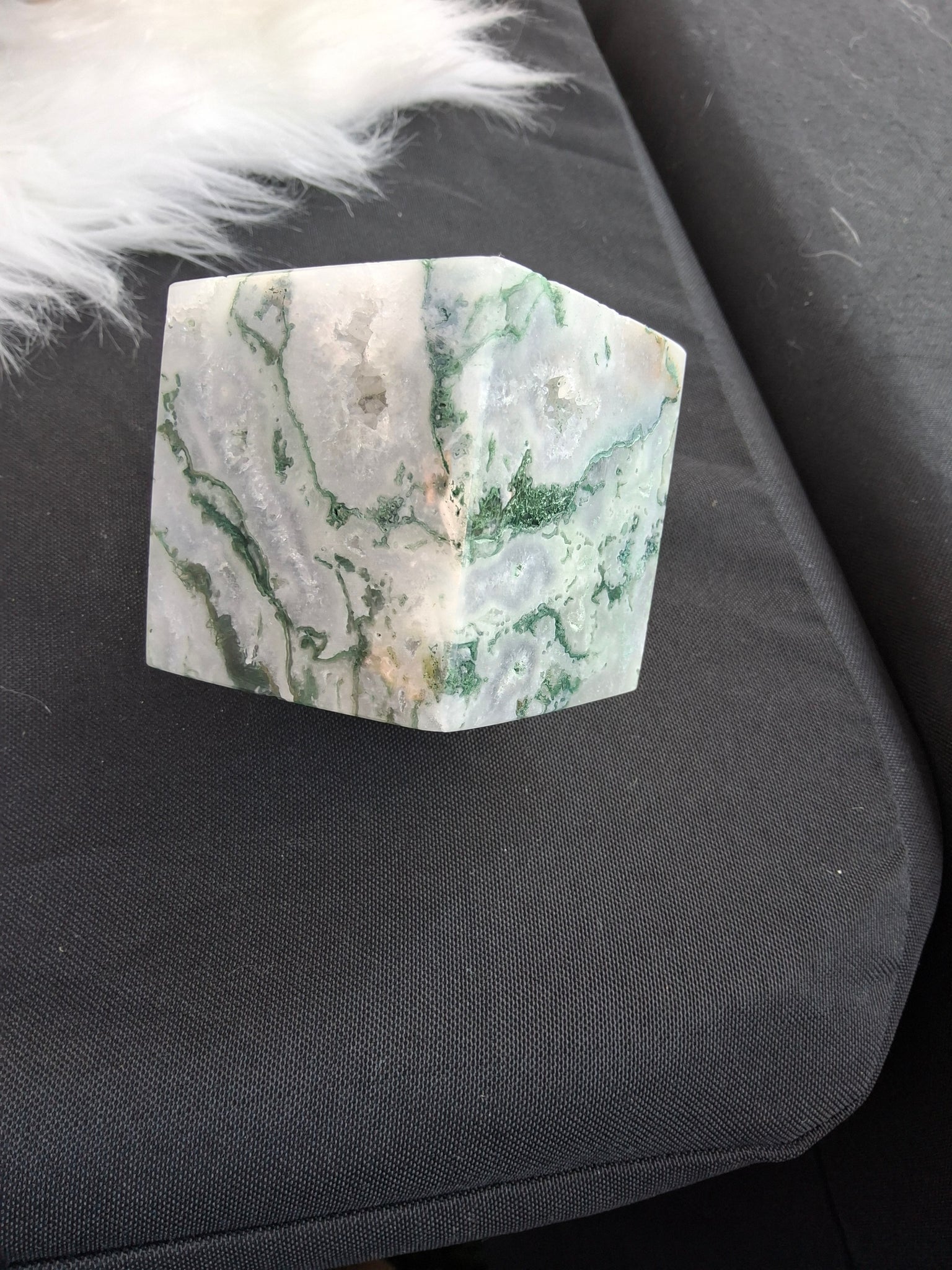 Moss agate cube