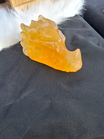 Yellow flourite dragon
