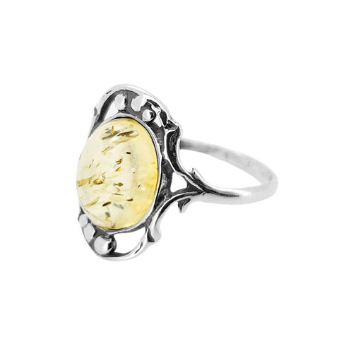 Citrine Amber Sterling Silver Ring