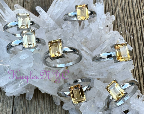 Citrine Ring White Bronze